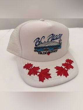 Vintage Retro Wilson BC Place Vancouver White Trucker Hat